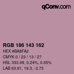 カラーコード: RGB 186 143 162 | qconv.com