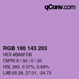 Color code: RGB 186 143 203 | qconv.com