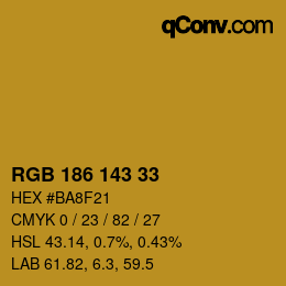 Color code: RGB 186 143 33 | qconv.com