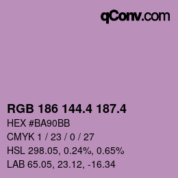 カラーコード: RGB 186 144.4 187.4 | qconv.com