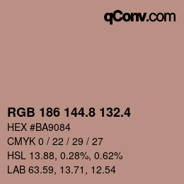 カラーコード: RGB 186 144.8 132.4 | qconv.com