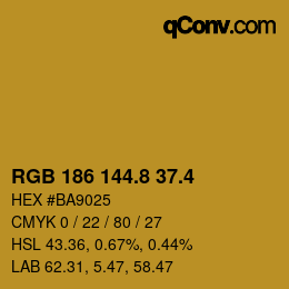 カラーコード: RGB 186 144.8 37.4 | qconv.com