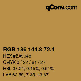 カラーコード: RGB 186 144.8 72.4 | qconv.com