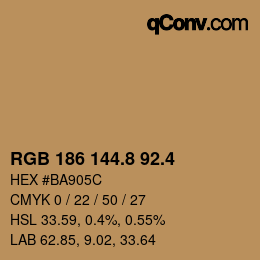 カラーコード: RGB 186 144.8 92.4 | qconv.com