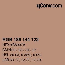 Color code: RGB 186 144 122 | qconv.com