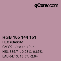 Color code: RGB 186 144 161 | qconv.com