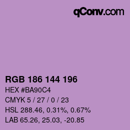 Farbcode: RGB 186 144 196 | qconv.com