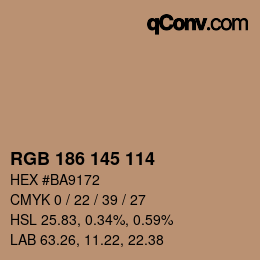 Color code: RGB 186 145 114 | qconv.com