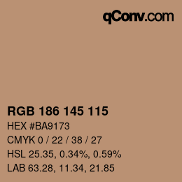 Color code: RGB 186 145 115 | qconv.com