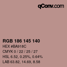 Color code: RGB 186 145 140 | qconv.com