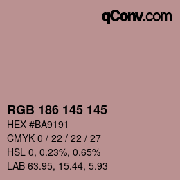 Color code: RGB 186 145 145 | qconv.com