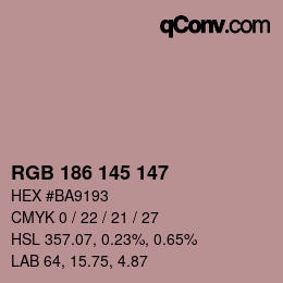 Color code: RGB 186 145 147 | qconv.com