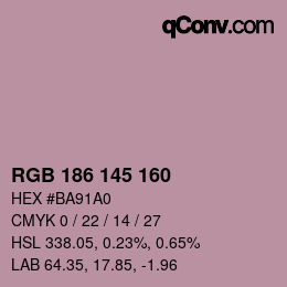 Color code: RGB 186 145 160 | qconv.com