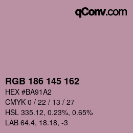 Color code: RGB 186 145 162 | qconv.com