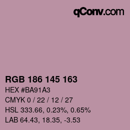 Color code: RGB 186 145 163 | qconv.com