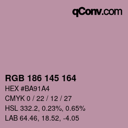 Color code: RGB 186 145 164 | qconv.com