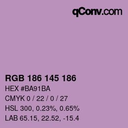 Color code: RGB 186 145 186 | qconv.com