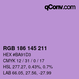 Color code: RGB 186 145 211 | qconv.com