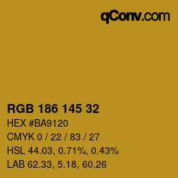 Color code: RGB 186 145 32 | qconv.com