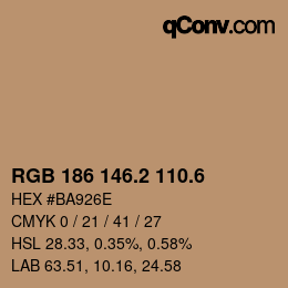 カラーコード: RGB 186 146.2 110.6 | qconv.com
