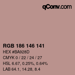 カラーコード: RGB 186 146 141 | qconv.com