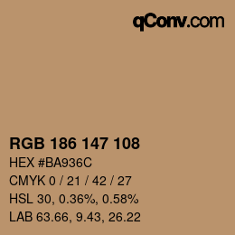 Color code: RGB 186 147 108 | qconv.com