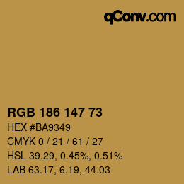 颜色代码: RGB 186 147 73 | qconv.com