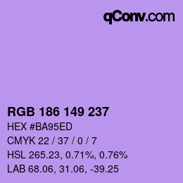 カラーコード: RGB 186 149 237 | qconv.com