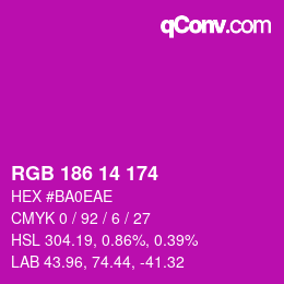 Color code: RGB 186 14 174 | qconv.com