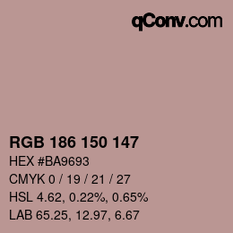 カラーコード: RGB 186 150 147 | qconv.com