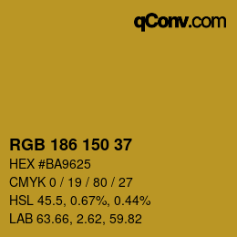 Color code: RGB 186 150 37 | qconv.com