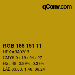 Color code: RGB 186 151 11 | qconv.com