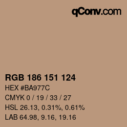 Color code: RGB 186 151 124 | qconv.com