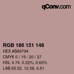 Color code: RGB 186 151 148 | qconv.com
