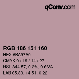 Color code: RGB 186 151 160 | qconv.com