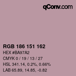 Color code: RGB 186 151 162 | qconv.com