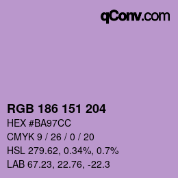Color code: RGB 186 151 204 | qconv.com
