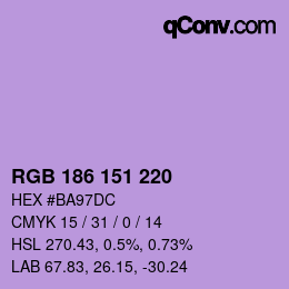Color code: RGB 186 151 220 | qconv.com