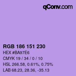 Color code: RGB 186 151 230 | qconv.com