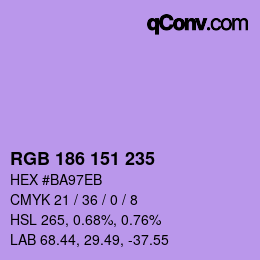 カラーコード: RGB 186 151 235 | qconv.com