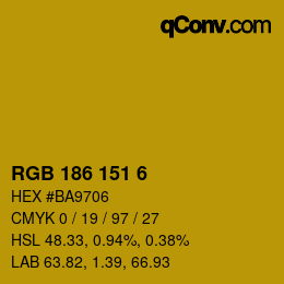 Color code: RGB 186 151 6 | qconv.com