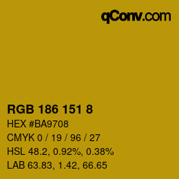 颜色代码: RGB 186 151 8 | qconv.com