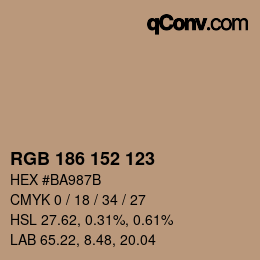 カラーコード: RGB 186 152 123 | qconv.com