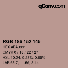 Color code: RGB 186 152 145 | qconv.com