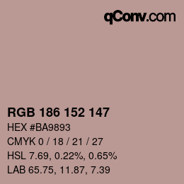 Color code: RGB 186 152 147 | qconv.com