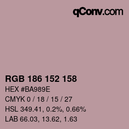 Código de color: RGB 186 152 158 | qconv.com