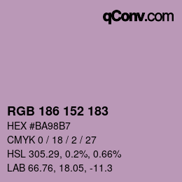 Color code: RGB 186 152 183 | qconv.com