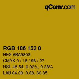 颜色代码: RGB 186 152 8 | qconv.com
