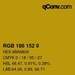 カラーコード: RGB 186 152 9 | qconv.com
