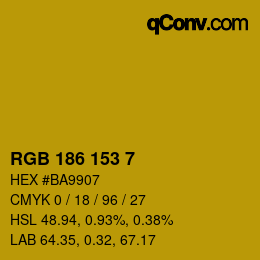 Color code: RGB 186 153 7 | qconv.com